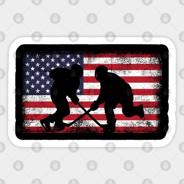 American Flag USA Hockey for Men Women Kids Boys Girls Sticker by DragonTees